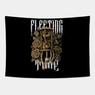 Fleeting of Time – Hourglass & Roses Dark Art Tapestry