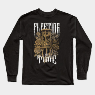 Fleeting of Time – Hourglass & Roses Dark Art Long Sleeve T-Shirt
