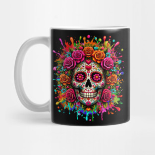 Sugar Skull Flowers Dia de Muertos Halloween Day of The Dead Mug