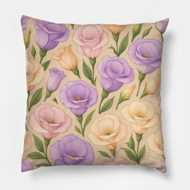 Eustoma  Pastel Floral Pattern Pillow by Sharafeldin  's Store