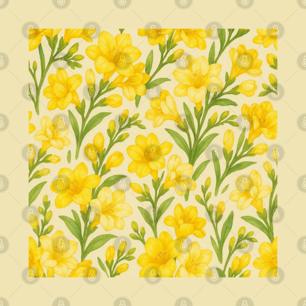 Freesia Watercolor Floral Pattern by Sharafeldin  's Store