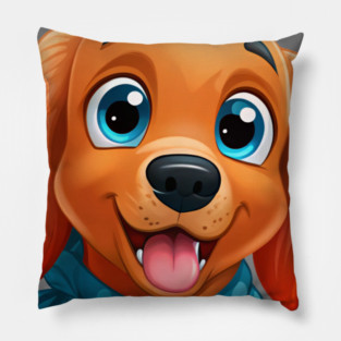 Red Golden Retriever Cartoon – Cute Dog Art for Pet Lovers and Cozy Decor Pillow