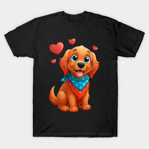 Red Golden Retriever Cartoon – Cute Dog Art for Pet Lovers and Cozy Decor T-Shirt by IamActiveDog