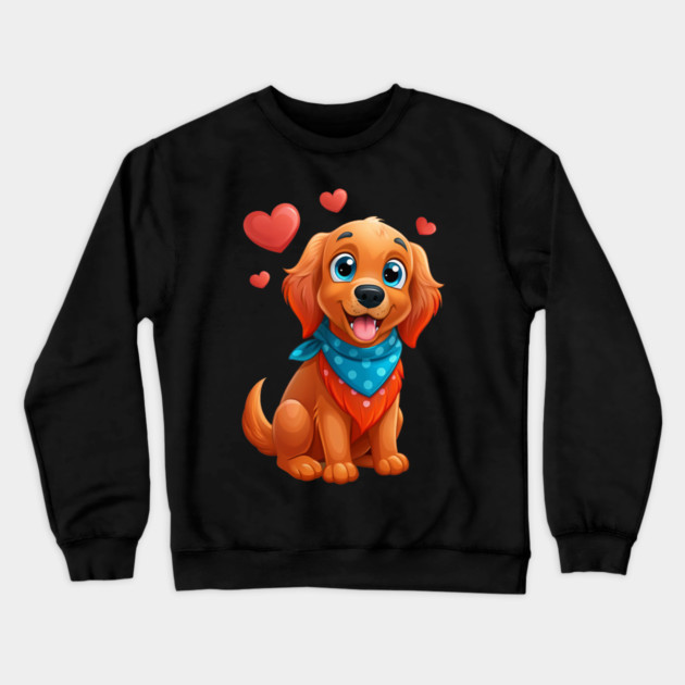 Red Golden Retriever Cartoon – Cute Dog Art for Pet Lovers and Cozy Decor Crewneck Sweatshirt by IamActiveDog
