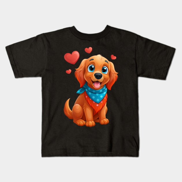 Red Golden Retriever Cartoon – Cute Dog Art for Pet Lovers and Cozy Decor Kids T-Shirt by IamActiveDog