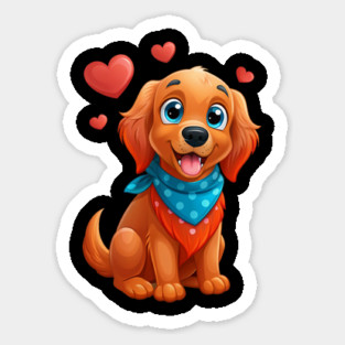 Red Golden Retriever Cartoon – Cute Dog Art for Pet Lovers and Cozy Decor Sticker