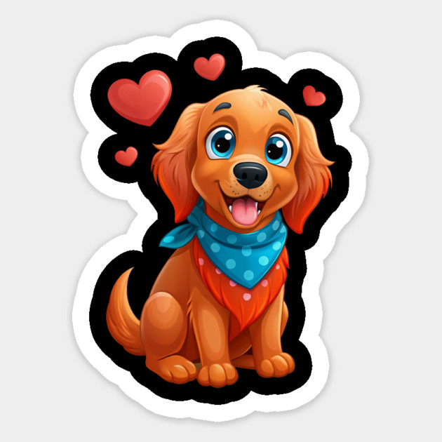 Red Golden Retriever Cartoon – Cute Dog Art for Pet Lovers and Cozy Decor Sticker by IamActiveDog