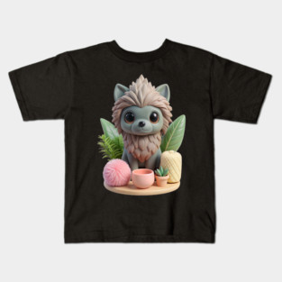Cute Affenpinscher Dog Cartoon Art – Whimsical Pup with Leaves, Succulent Kids T-Shirt