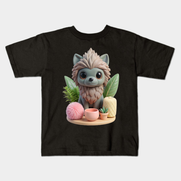 Cute Affenpinscher Dog Cartoon Art – Whimsical Pup with Leaves, Succulent Kids T-Shirt by IamActiveDog