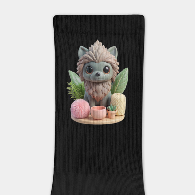 Cute Affenpinscher Dog Cartoon Art – Whimsical Pup with Leaves, Succulent by IamActiveDog