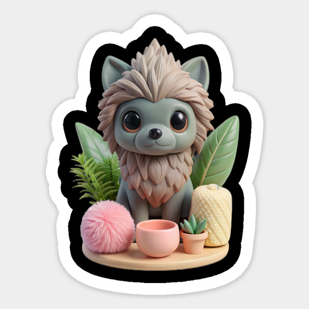 Cute Affenpinscher Dog Cartoon Art – Whimsical Pup with Leaves, Succulent Sticker by IamActiveDog