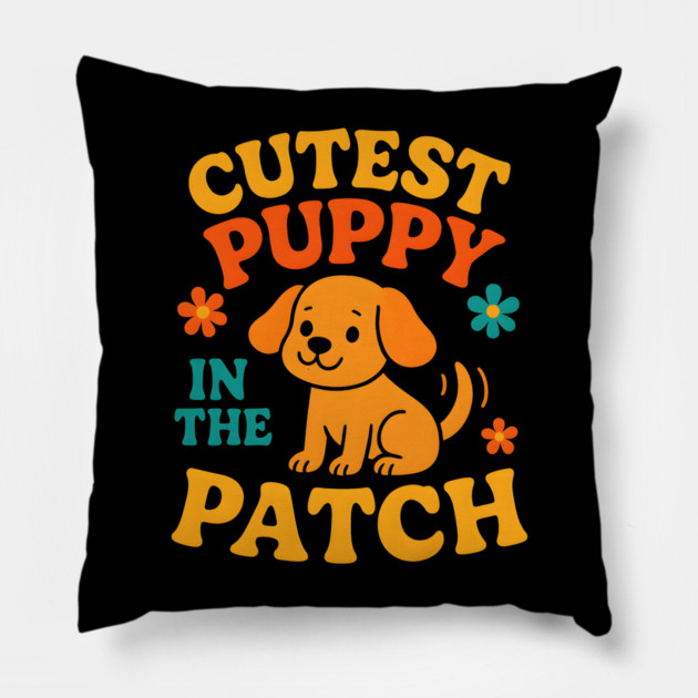 Cutest Puppy in the Patch Funny Dog Autumn Halloween Graphic Pillow by MakerMind8.2