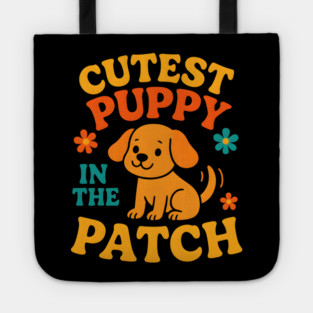 Cutest Puppy in the Patch Funny Dog Autumn Halloween Graphic Tote