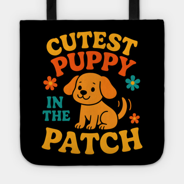 Cutest Puppy in the Patch Funny Dog Autumn Halloween Graphic Tote by MakerMind8.2