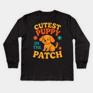 Cutest Puppy in the Patch Funny Dog Autumn Halloween Graphic Kids Long Sleeve T-Shirt