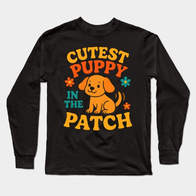 Cutest Puppy in the Patch Funny Dog Autumn Halloween Graphic Long Sleeve T-Shirt by MakerMind8.2