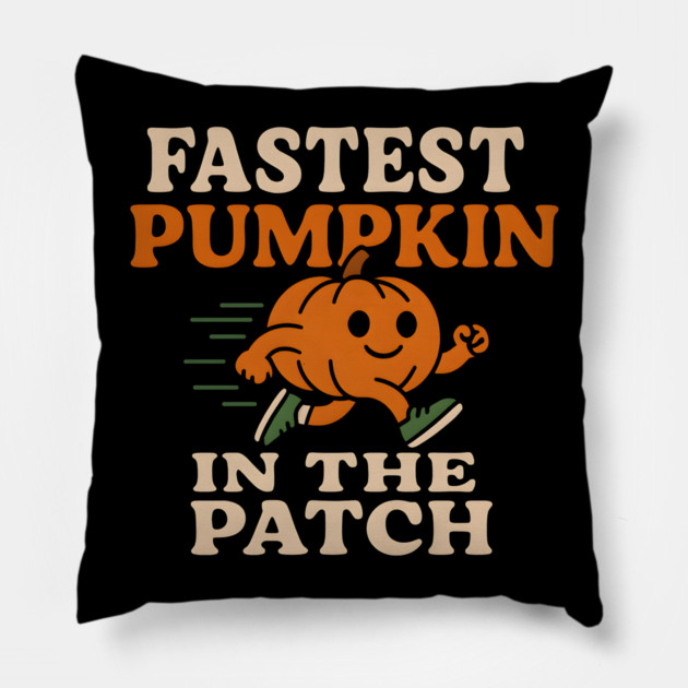 Fastest Pumpkin in the Patch Funny Halloween Running Graphic Pillow by MakerMind8.2