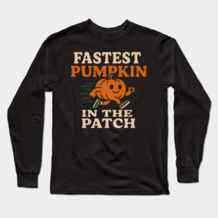 Fastest Pumpkin in the Patch Funny Halloween Running Graphic Long Sleeve T-Shirt