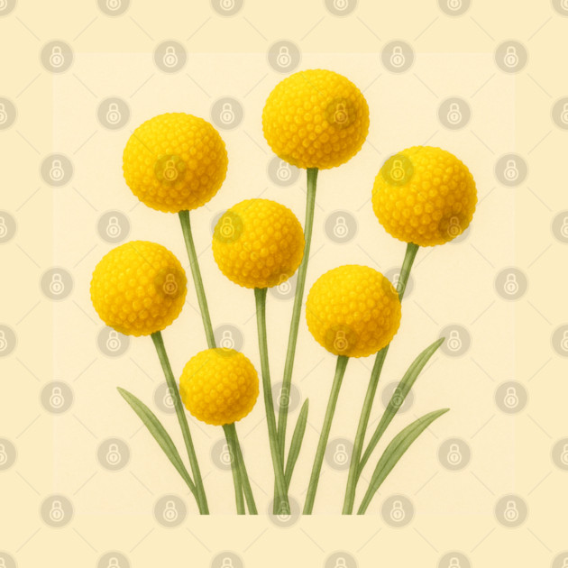 Billy Buttons Watercolor Floral Pattern by Sharafeldin  's Store
