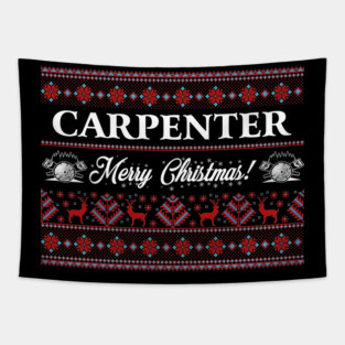 Carpenter Merry Christmas Plaid Woodworking Tapestry