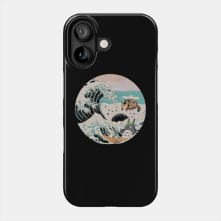 Great Wave Off Kanagawa Totoro Embroidery - Japanese Art Style Phone Case