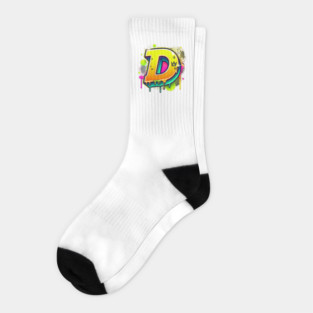 Graffiti Letter D – Neon Drip Street Art Crown Design Socks