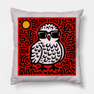 Cool Chick with Sunglasses Art for Quirky Kids Room Decor Pillow
