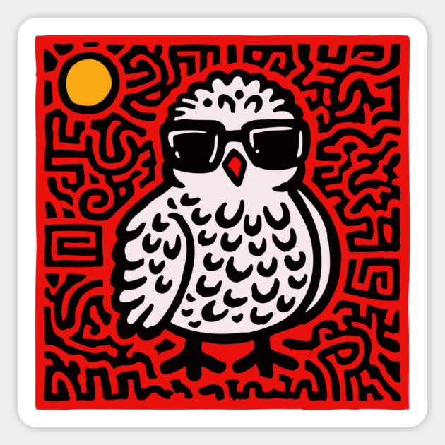 Cool Chick with Sunglasses Art for Quirky Kids Room Decor Magnet by TuncGK