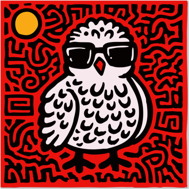 Cool Chick with Sunglasses Art for Quirky Kids Room Decor Wall Art by TuncGK