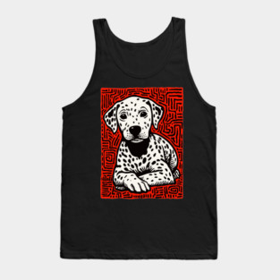 Sweet Dalmatian Puppy Linocut Art for Modern Nursery Decor Tank Top