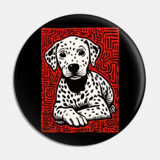 Sweet Dalmatian Puppy Linocut Art for Modern Nursery Decor Pin