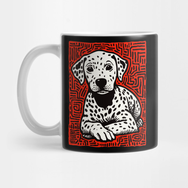 Sweet Dalmatian Puppy Linocut Art for Modern Nursery Decor by TuncGK