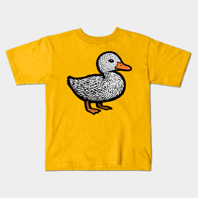 Classic Duckling Woodcut Art for Farm Animal Nursery Theme Kids T-Shirt by TuncGK