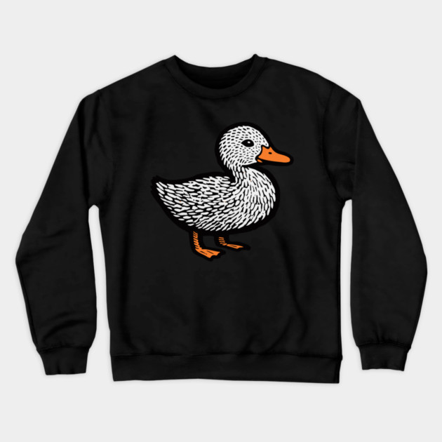Classic Duckling Woodcut Art for Farm Animal Nursery Theme Crewneck Sweatshirt by TuncGK