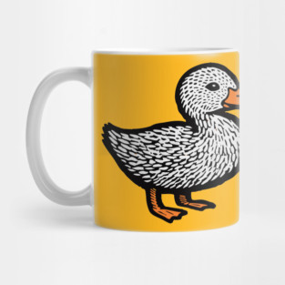 Classic Duckling Woodcut Art for Farm Animal Nursery Theme Mug
