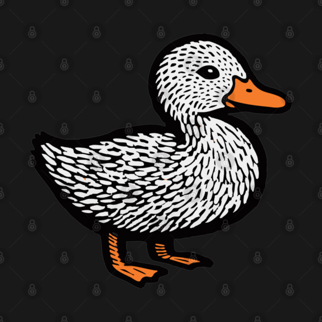 Classic Duckling Woodcut Art for Farm Animal Nursery Theme by TuncGK