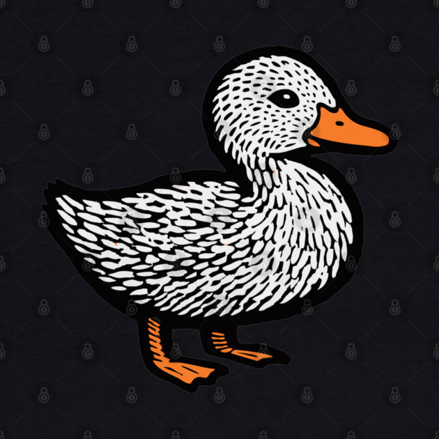 Classic Duckling Woodcut Art for Farm Animal Nursery Theme by TuncGK