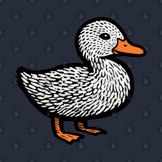 Classic Duckling Woodcut Art for Farm Animal Nursery Theme by TuncGK