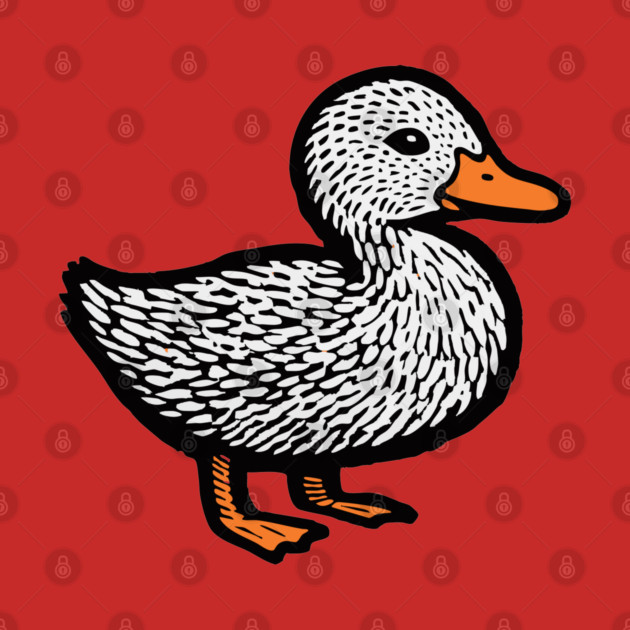 Classic Duckling Woodcut Art for Farm Animal Nursery Theme by TuncGK