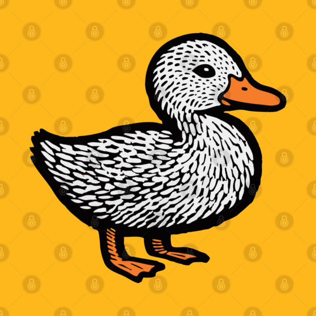 Classic Duckling Woodcut Art for Farm Animal Nursery Theme by TuncGK
