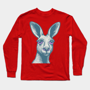 Expressive Kangaroo Portrait Art for Australian Themed Kids Room Long Sleeve T-Shirt