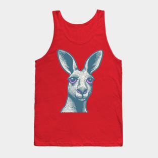 Expressive Kangaroo Portrait Art for Australian Themed Kids Room Tank Top