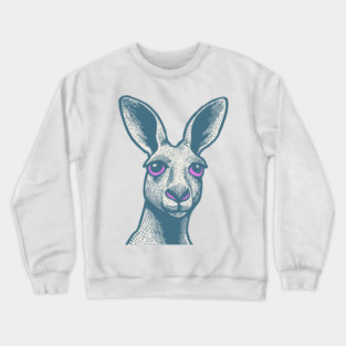 Expressive Kangaroo Portrait Art for Australian Themed Kids Room Crewneck Sweatshirt