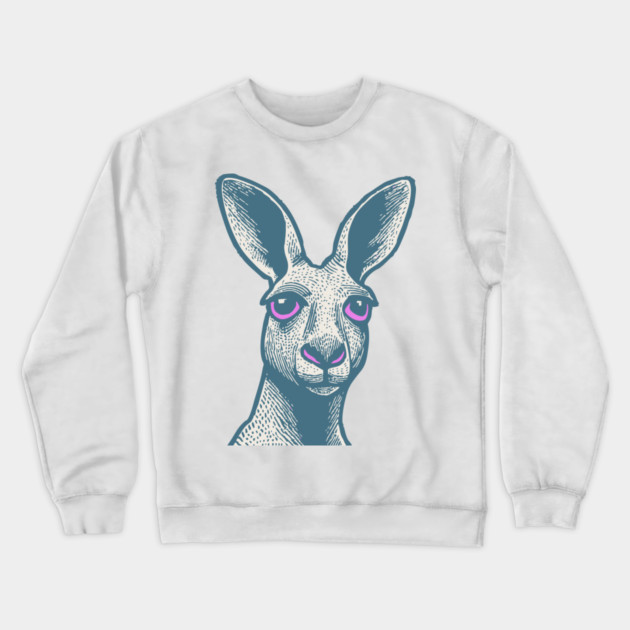 Expressive Kangaroo Portrait Art for Australian Themed Kids Room Crewneck Sweatshirt by TuncGK