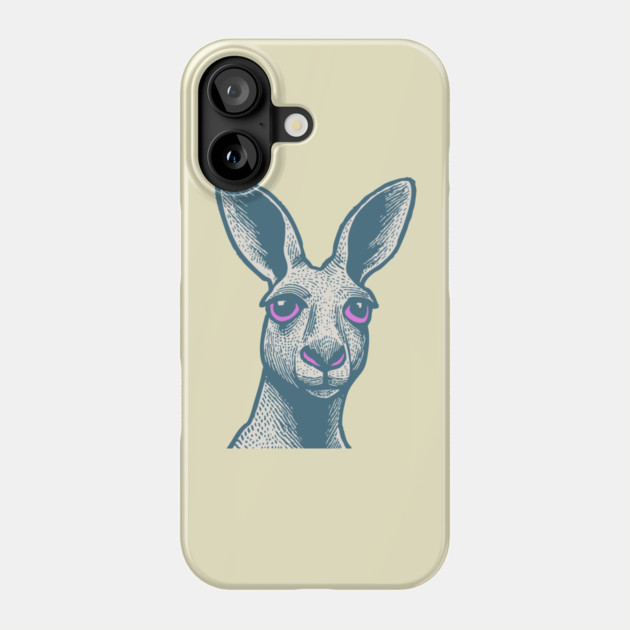 Expressive Kangaroo Portrait Art for Australian Themed Kids Room Phone Case by TuncGK