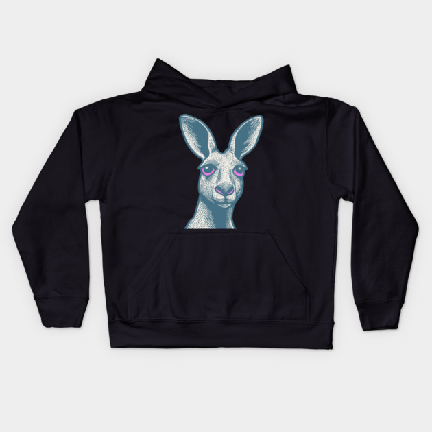 Expressive Kangaroo Portrait Art for Australian Themed Kids Room Kids Hoodie by TuncGK