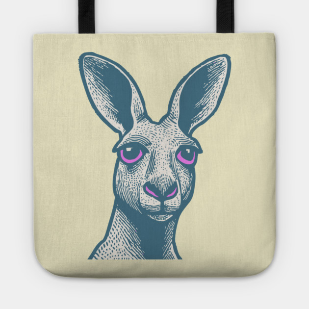 Expressive Kangaroo Portrait Art for Australian Themed Kids Room Tote by TuncGK
