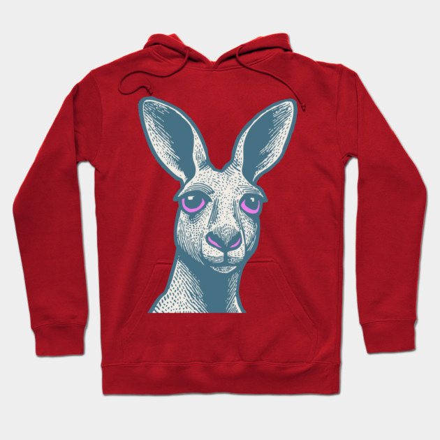 Expressive Kangaroo Portrait Art for Australian Themed Kids Room Hoodie by TuncGK