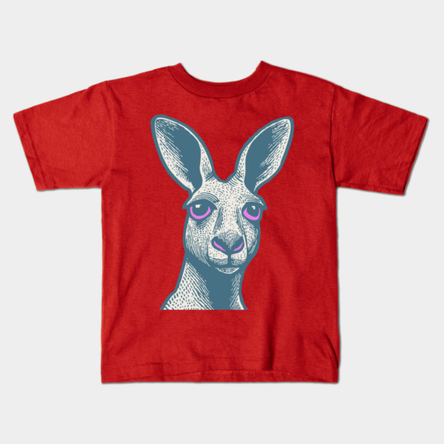 Expressive Kangaroo Portrait Art for Australian Themed Kids Room Kids T-Shirt by TuncGK