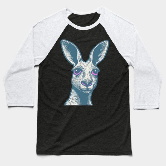 Expressive Kangaroo Portrait Art for Australian Themed Kids Room Baseball T-Shirt by TuncGK
